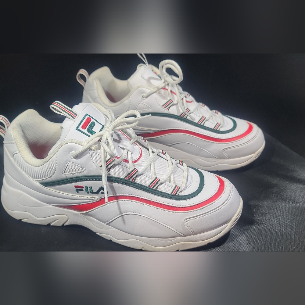 Fila Mens Ray Retro Sneakers Size 13 White Red Green  Leather 1RM00577-124